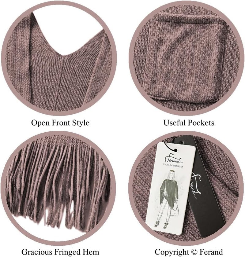 Ferand Shawl Wraps for Women, Cozy Lightweight Poncho Cape with Pockets, Warm for Fall Winter Travel - Image 4